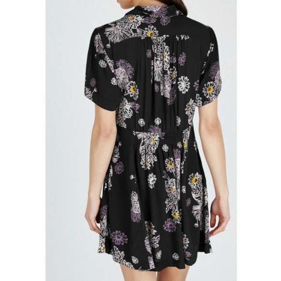 Free People Blue Hawaii Mini Dress Black Floral S - Picture 2 of 10